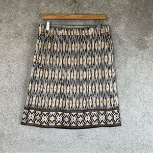 Chico’s Skirt Womens 1 Brown Polyester Lined Elastic Waist Pockets- 1810*